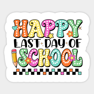 Groovy Happy Last Day Of School Teacher Student Graduation Sticker